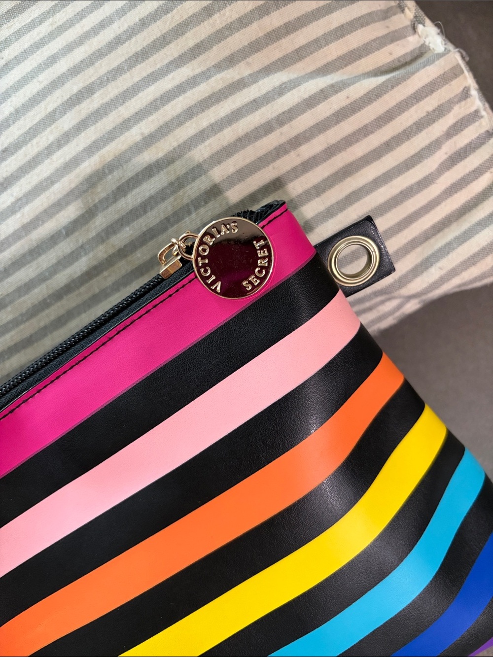 Victoria's Secret Black Cosmetic Pouch with Rainbow Lettering - Picture 5 of 10